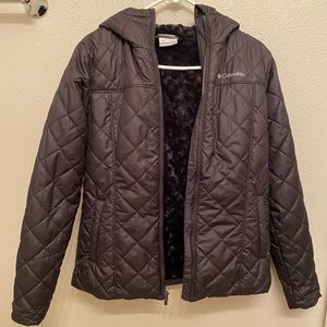 Women's Black Columbia Copper Crest Hooded Quilted Jacket Size Medium